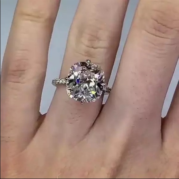 New Women’s 925 Silver Square Shape Diamond Ring - Picture 5 of 5